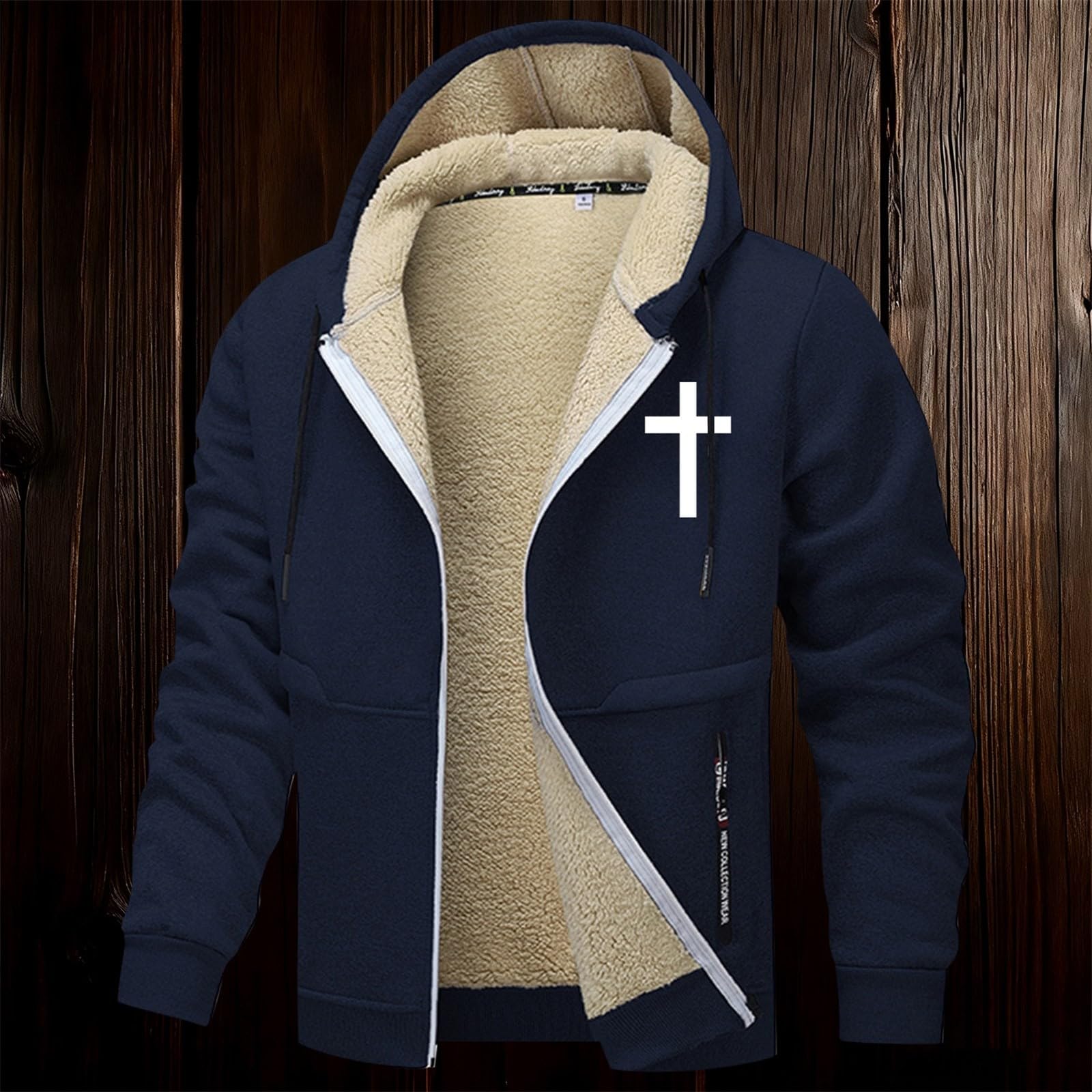 Chaqueta Hombre Invierno - Chaqueta de Forro Polar con Capucha y Cremallera, Abrigo cálido de Invierno con Bolsillos para Uso Informal al Libre.