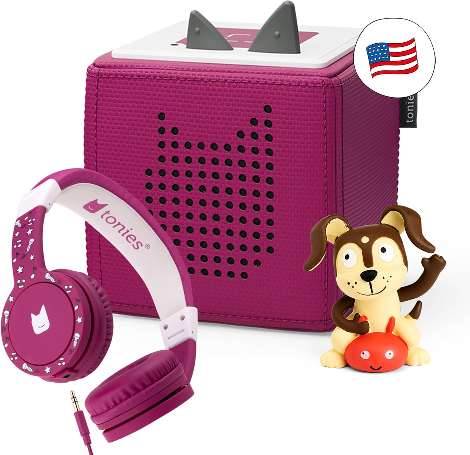 Toniebox Audio Player Headphones Bundle - Listen, Learn, and Play with One Huggable Little Box - Purple