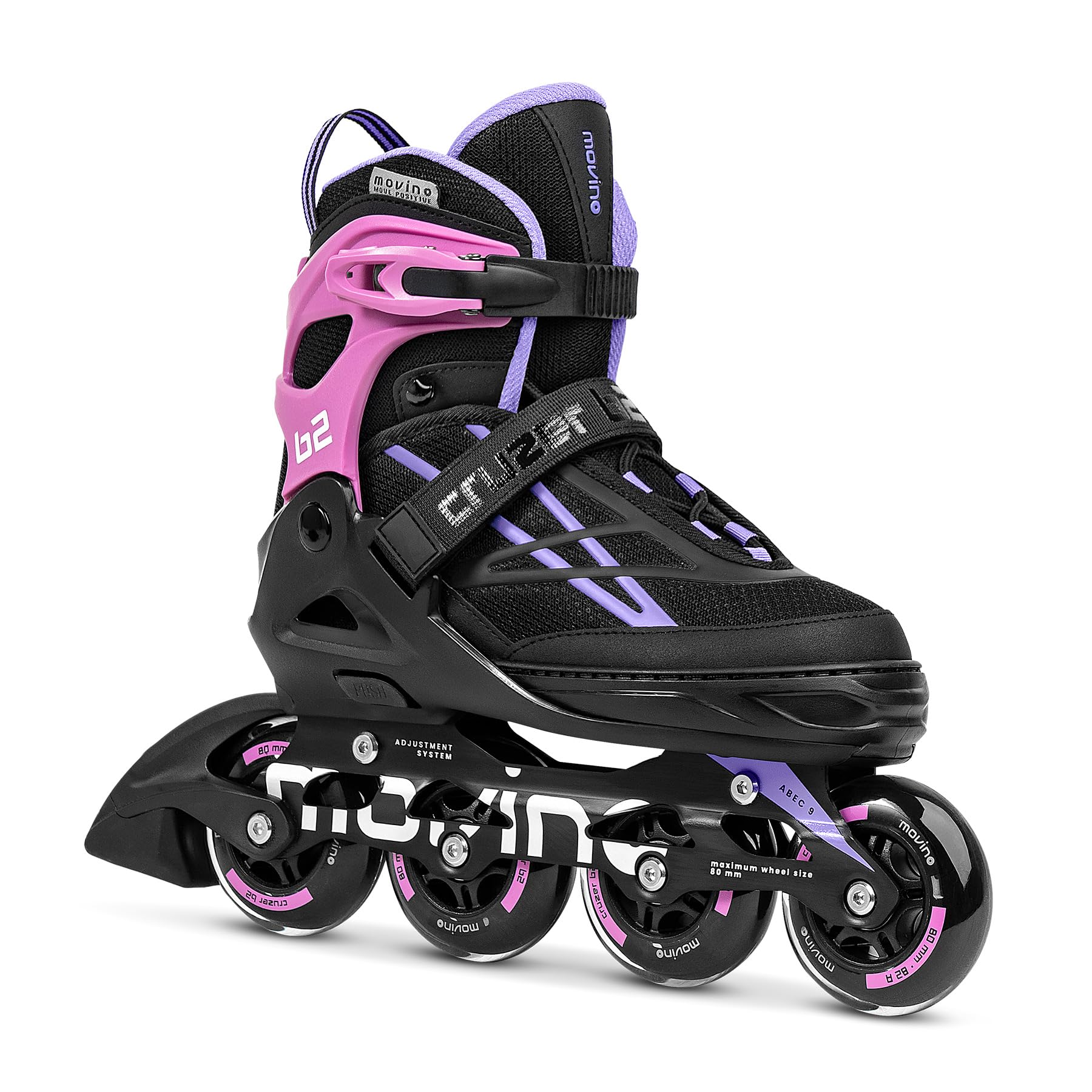 Movino Cruzer B3 Patins à roulettes réglables pour femme fille garçon et adulte avec grandes roues