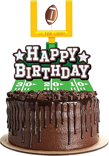 Treasures Gifted Decoración para pastel de fútbol de feliz cumpleaños, decoraciones para fiestas de fútbol, suministros para fiestas de fútbol,