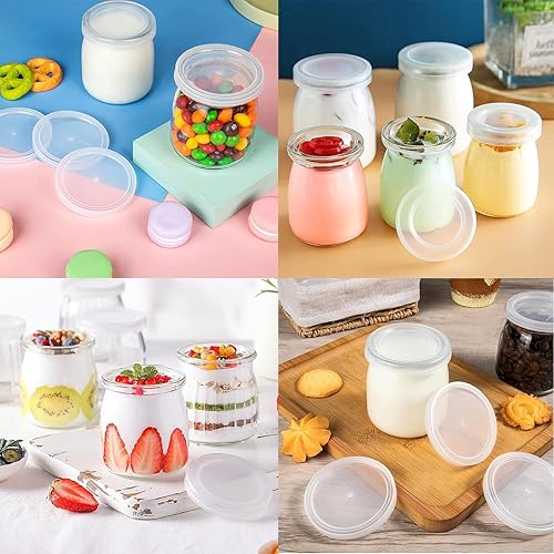 Miniatura 5 de Mailatime 32 tapas para tarros de yogur compatibles con tarros de yogur Oui, selladas contra fugas, tapas de plástico transparente para tarros de