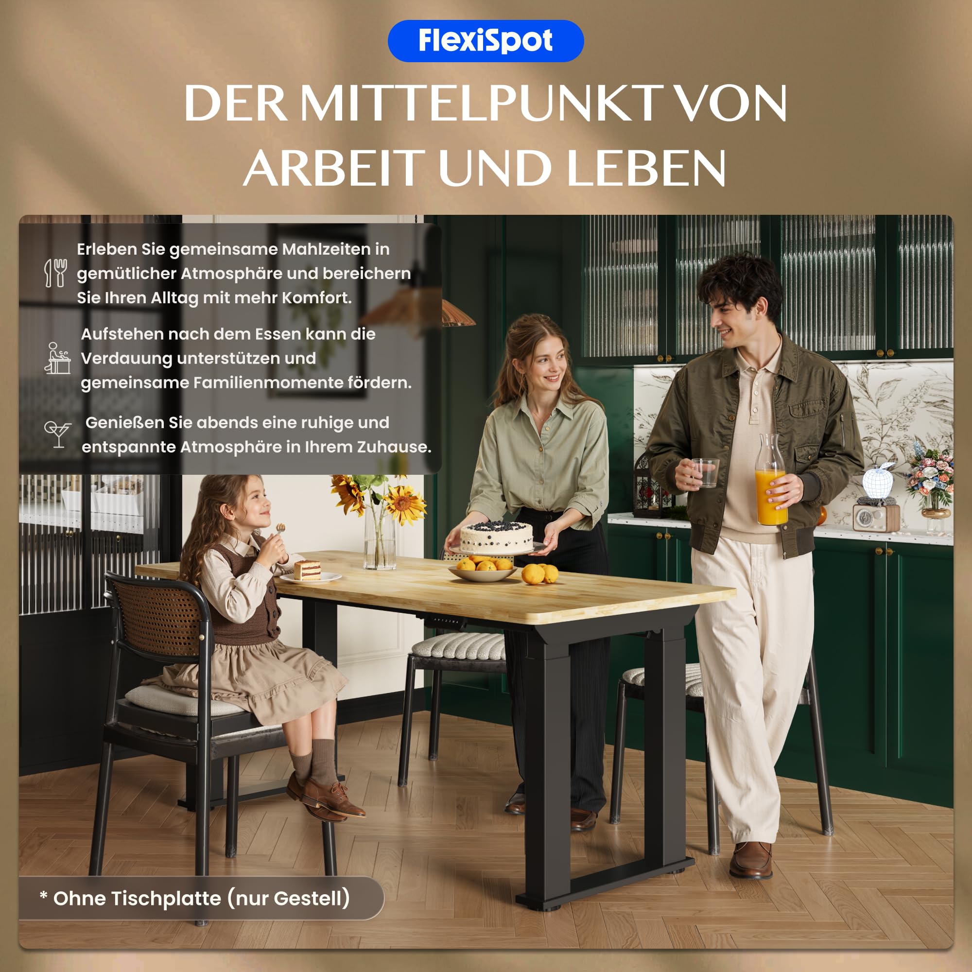 FLEXISPOT Elektrisches Tischgestell höhenverstellbar,4-Bein Gestell Schwarz | Schreibtischgestell mit 2 Motoren, höhenverstellbare Schreibtischbeine, hohe Tragkraft, ideal als Büro-, Computer- & Esstisch