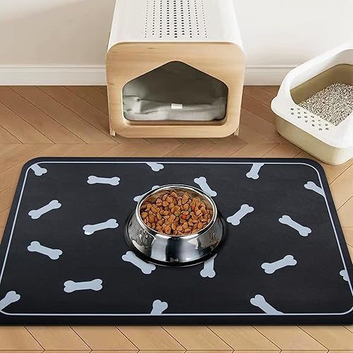 Tapete de alimentación para mascotas para perros y gatos, absorbente, antideslizante, de diatomita, tapete para cuenco de agua para perros, súper