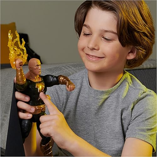 Miniatura 7 de DC Comics, Power Punch Black Adam Figura de acción de 12 pulgadas, más de 20 frases y sonidos, se ilumina con 2 accesorios, juguetes coleccionables