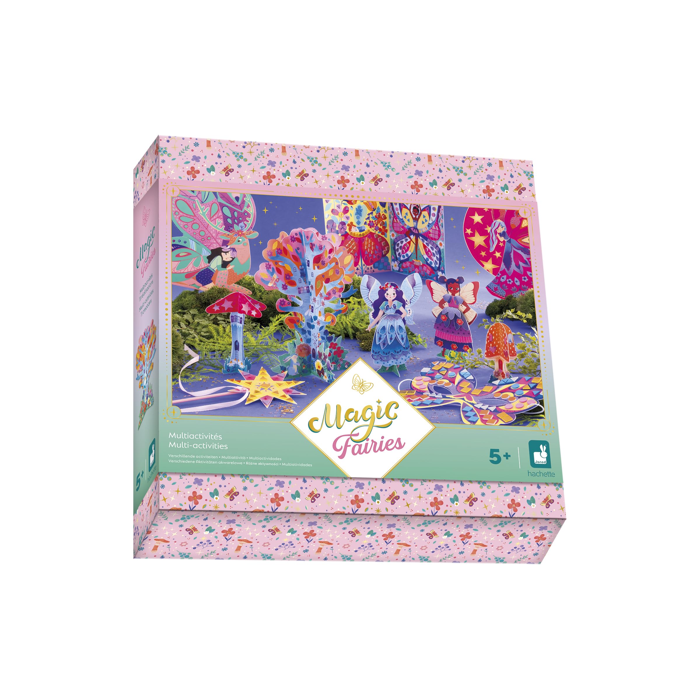 Janod - Coffret Multi-​Activités - Thème Fées - 11 Réalisations - Kit Loisir Créatif DIY Enfant - Apprentissage Dextérité et Concentration – Dès 5 Ans - J09175