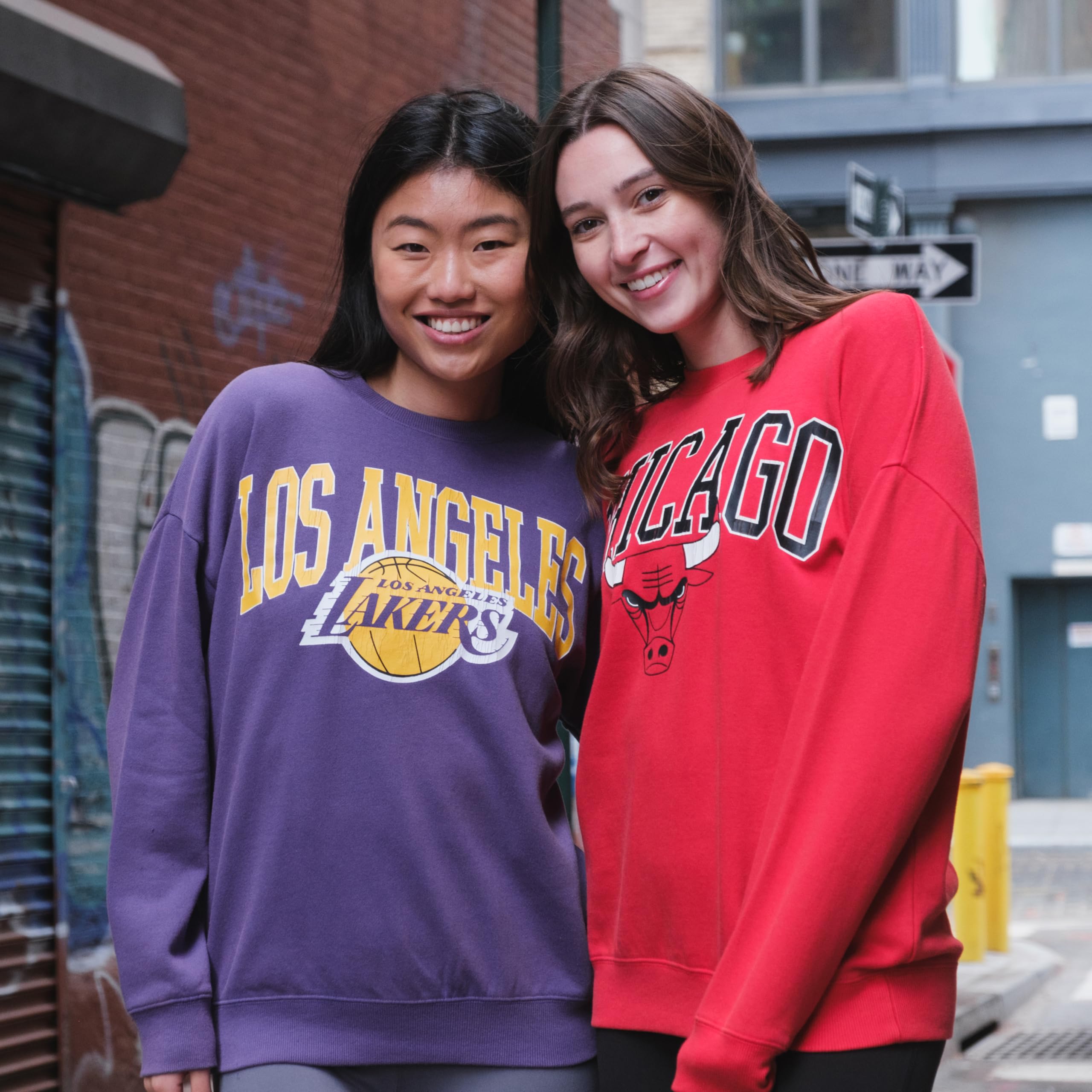 Ultra Game Oficjalna bluza damska NBA Extra Soft Fleece Distressed Oversized Pullover Bluza, Los Angeles Lakers, Team Color, Mały