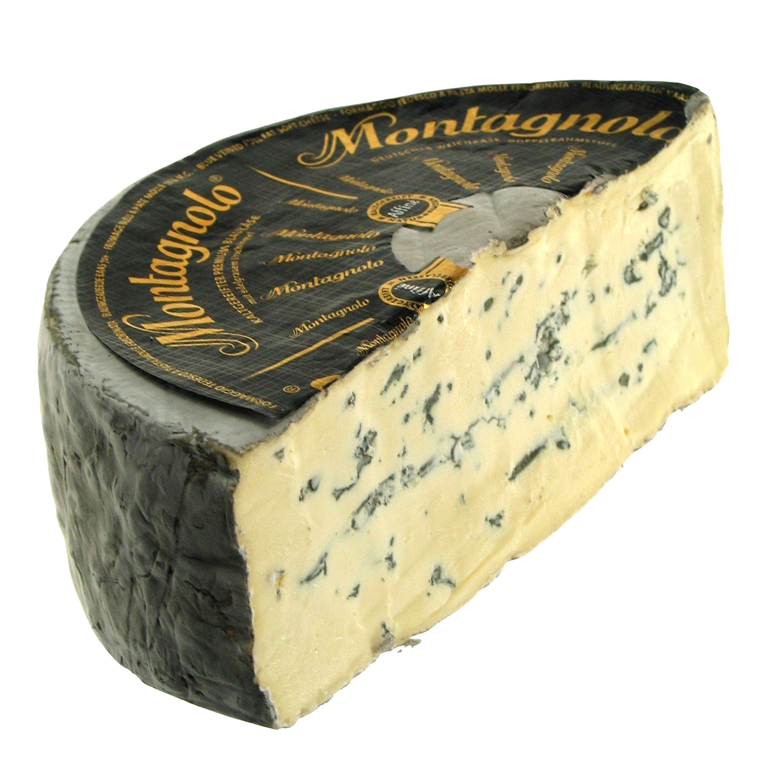 Queso Azul Cremoso Montagnolo - Hecho a partir de leche de vaca pasteurizada y se elabora a partir de una receta tradicional - Medio Queso 1.100 gramos Peso Aproximado
