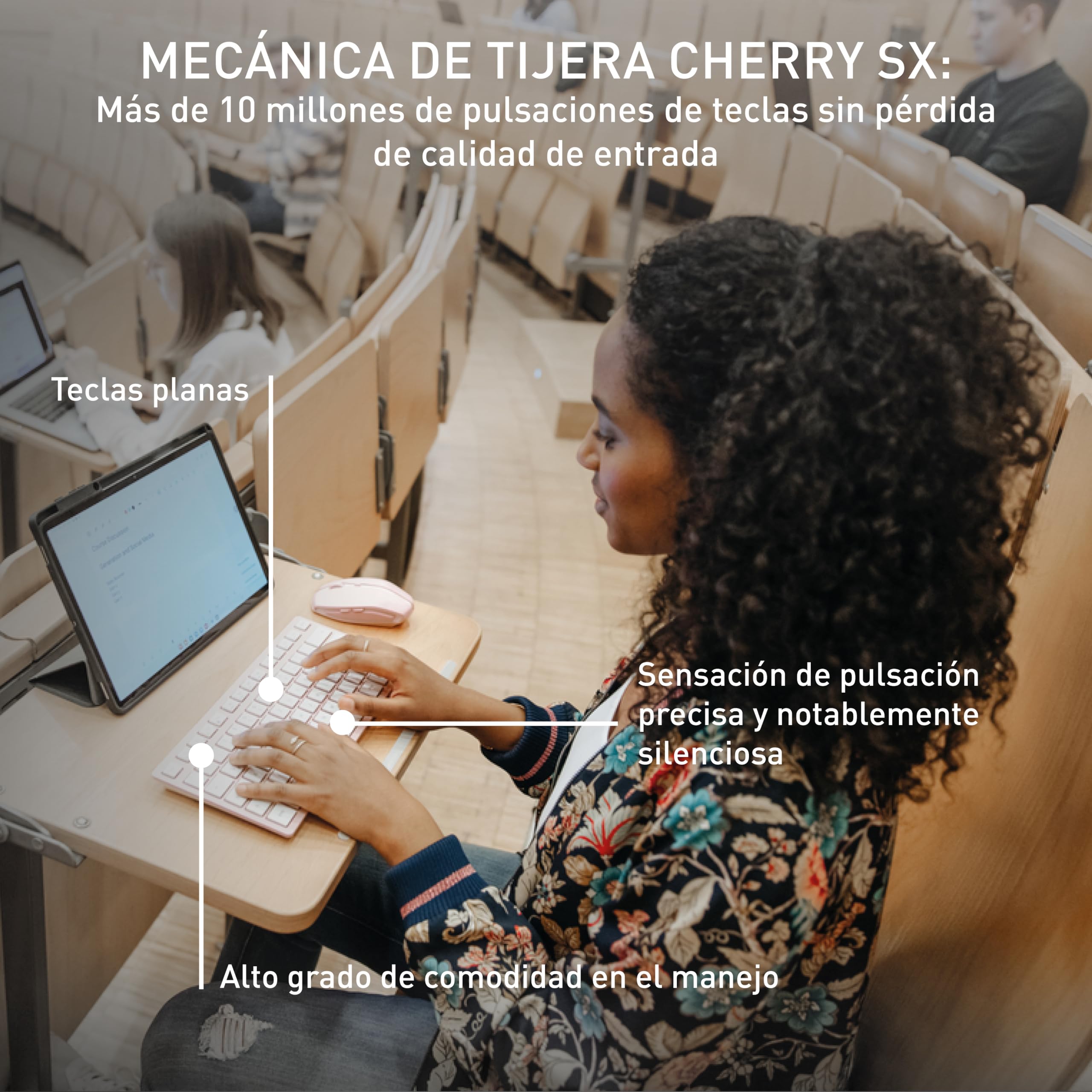 Cherry KW 7100 Mini BT, Teclado Compacto Multidispositivo con 3 Canales Bluetooth, Distribución de Teclado Alemán (QWERTZ), Diseño Plano, Incluye Funda de Transporte, Slate Blue