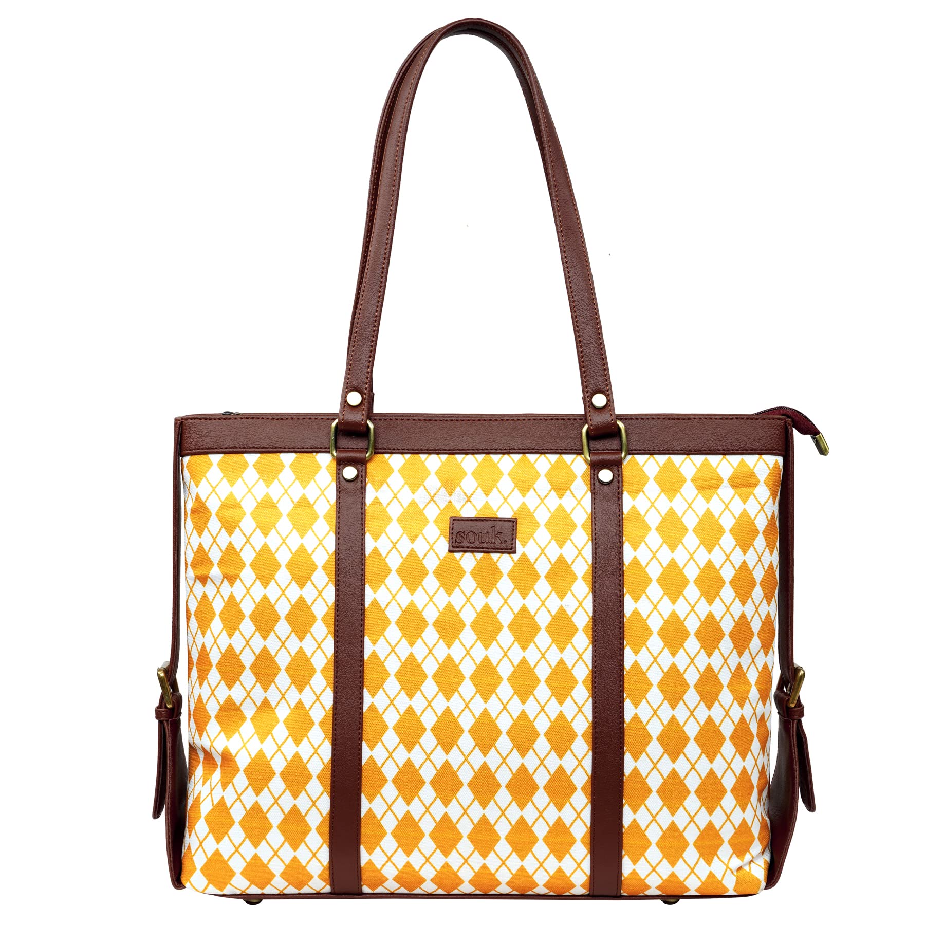 See full amazon price history chart for SOUK Diamond Printed Handmade Vegan Leather Womens Top-Handle Shoulder Office Bags 15.6 inch Laptop with Double Handles (YELLOW) SOUK Diamond Printed Handmade Vegan Leather Womens Top-Handle Shoulder Office Bags 15.6 inch Laptop with Double Handles (YELLOW) (B0C61JMRVR) Amazon Price History, Amazon Price Tracker