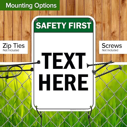 Miniatura 5 de Custom Safety First Sign, ANSI Sign, Osha Compliant, 12x18 Inches, 55 mil thick HDPE (high density polyethylene), Made in USA by My Sign Center