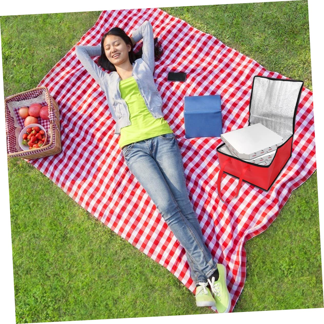 NOLITOY 3 Pcs Insulation Large Insulated for Food Transport Portable Heater Pizza Carrier Cooler Tote Food Insulation Commercial Aluminum Gadgets