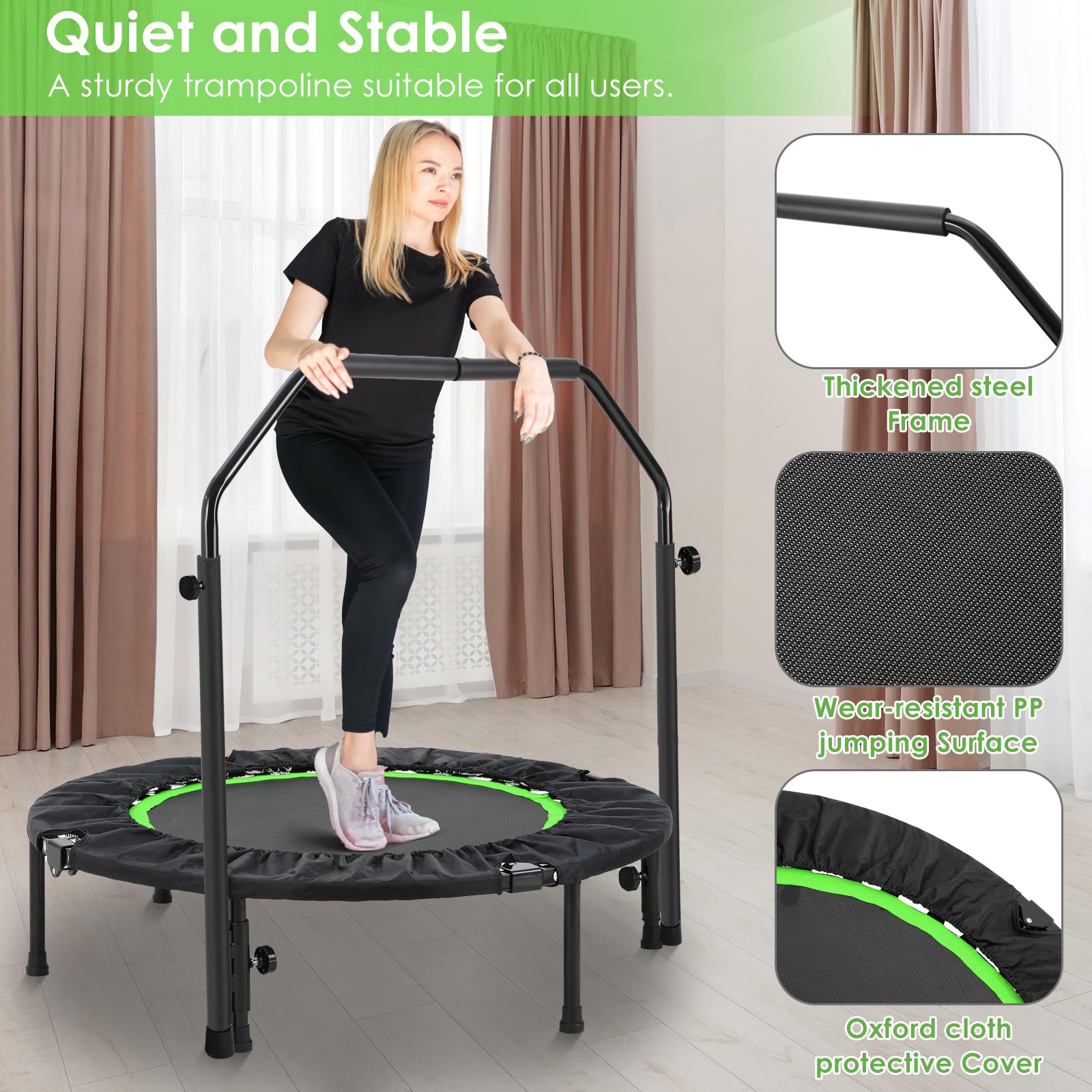 Trampolino Fitness LIFERUN Ø 101 Cm - Pieghevole Per Casa, Adulti E Bambini - Foto 12
