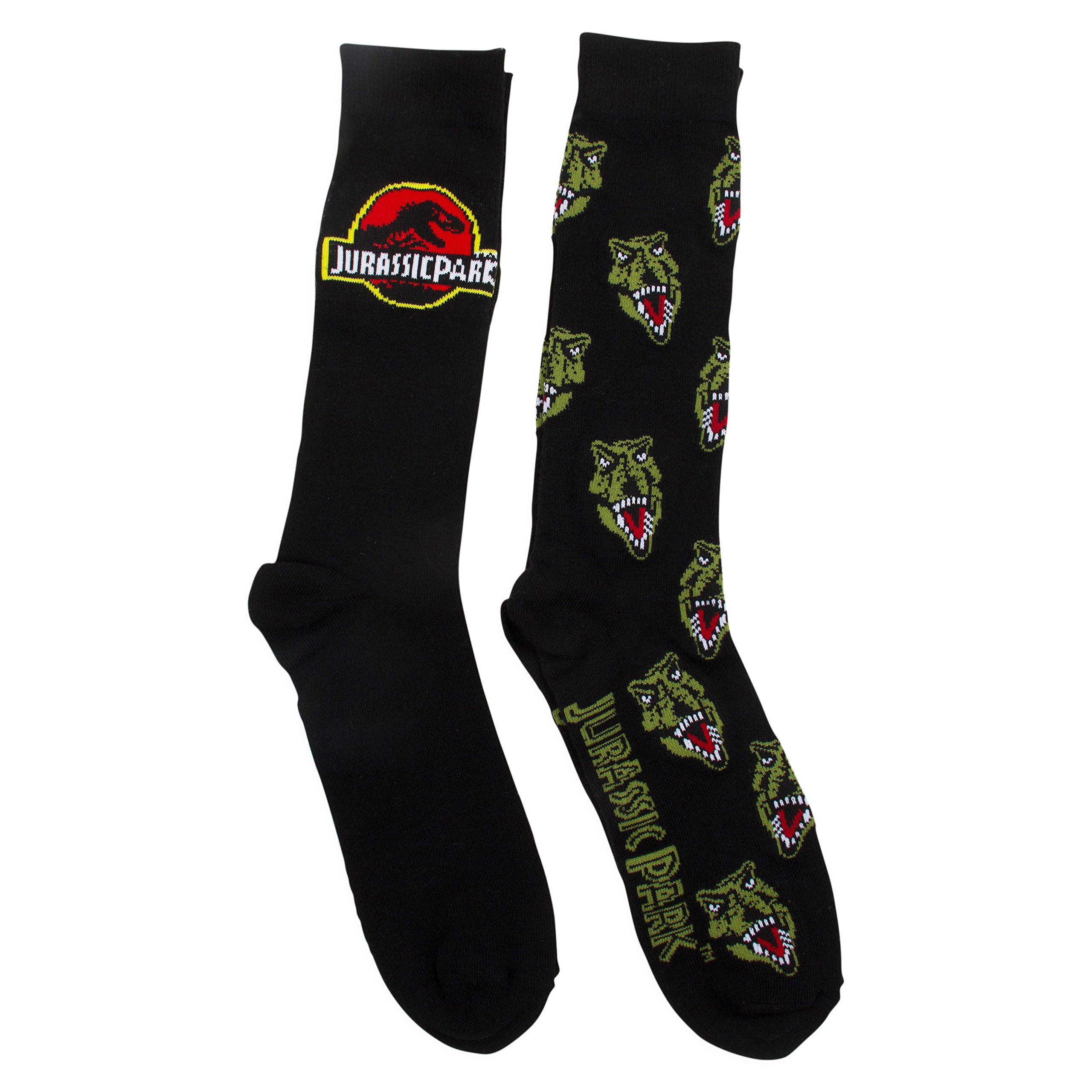 Universal Men's Jurassic Park 2 Pack Crew Socks, Black, 9-13 UK