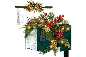 Giegxin 71 Inch Christmas Mailbox Swag with Lights