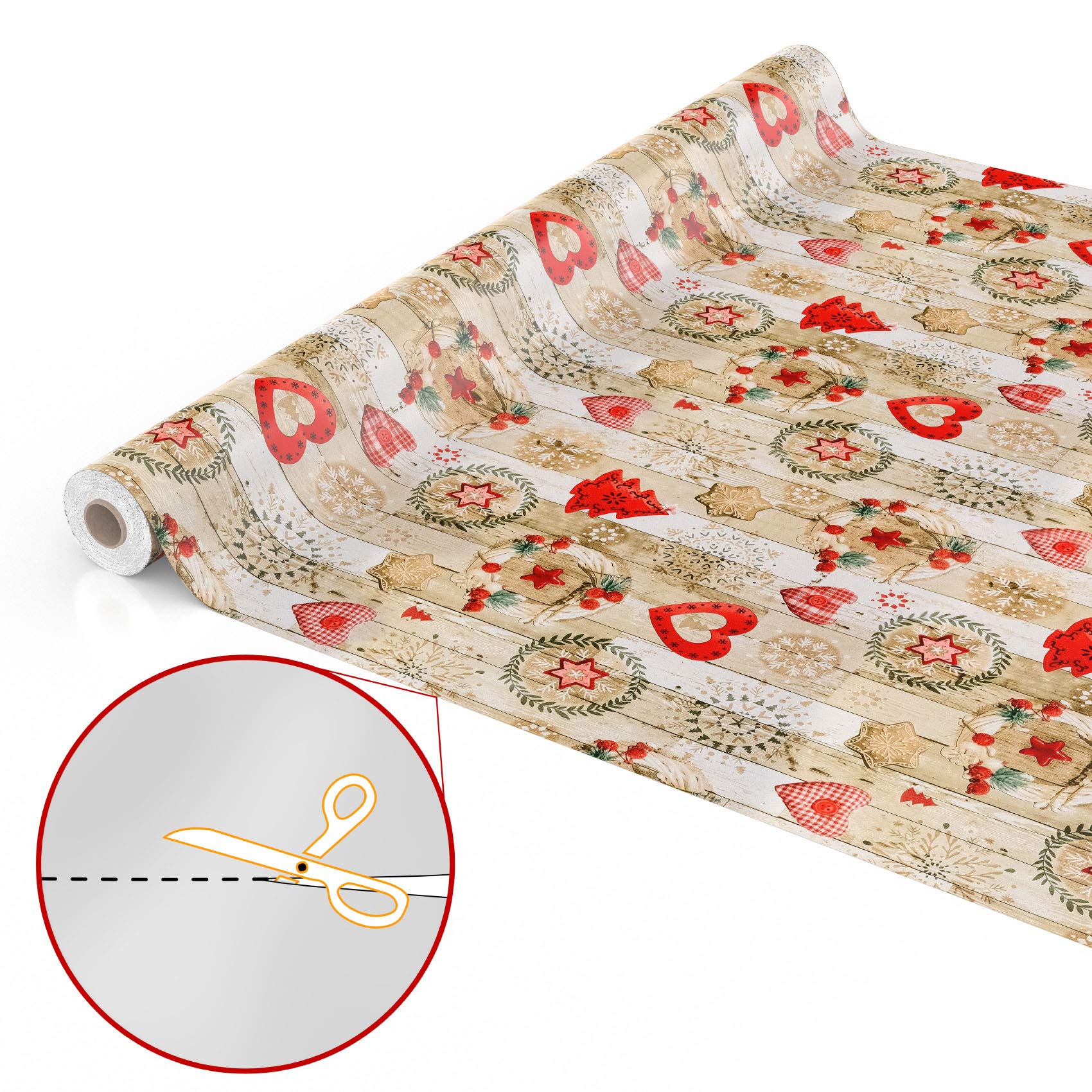 ANRO Mantel de Navidad lavable, 240 x 140 cm, color rojo y beige