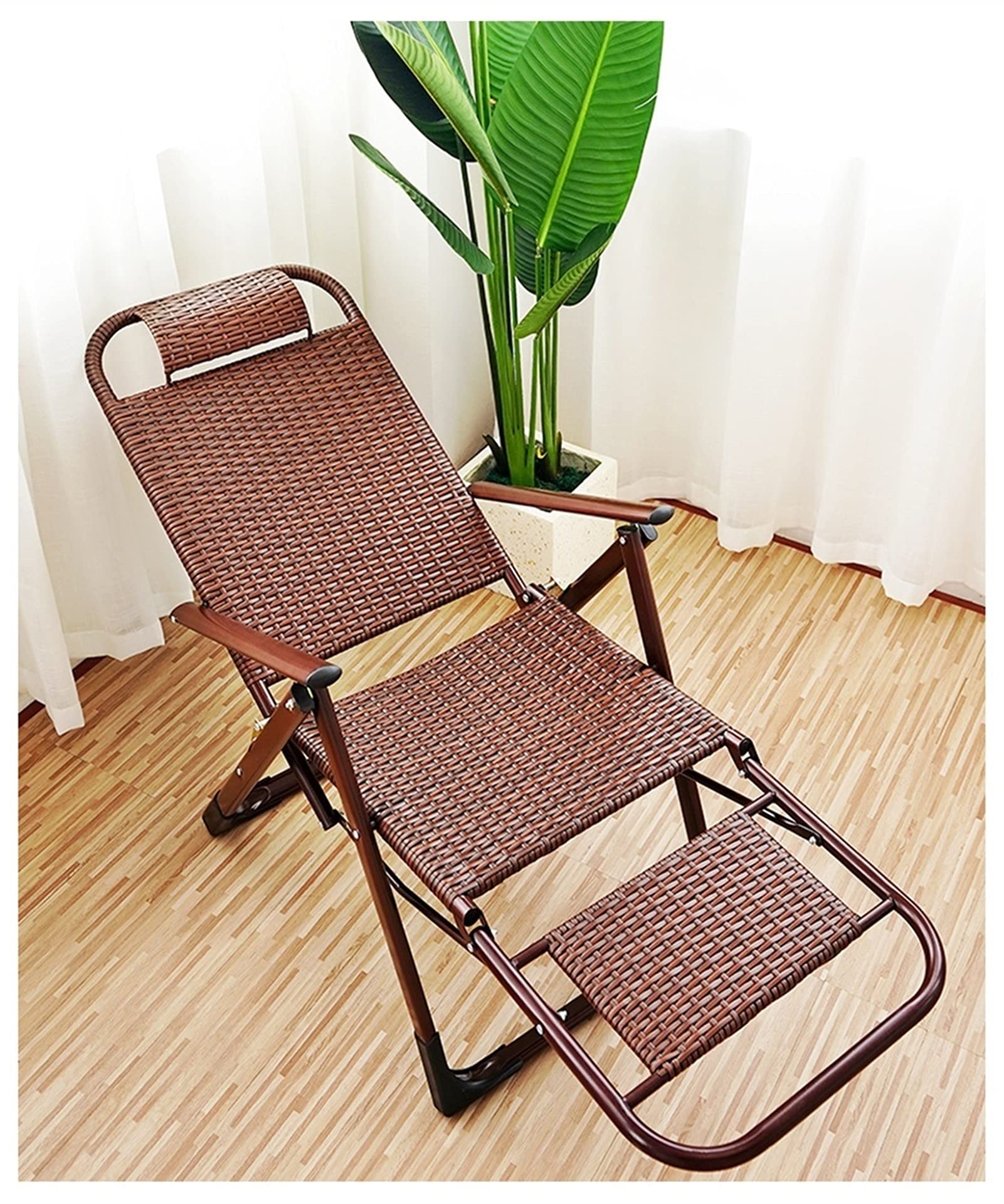 sdneNest Sedia a sdraio da spiaggia, reclinabile, lettino, per giardino e campeggio all'aperto, utilizzabile per esterni, interni, picnic, pesca, tempo libero, ecc. Marrone, 152 x 47 cm