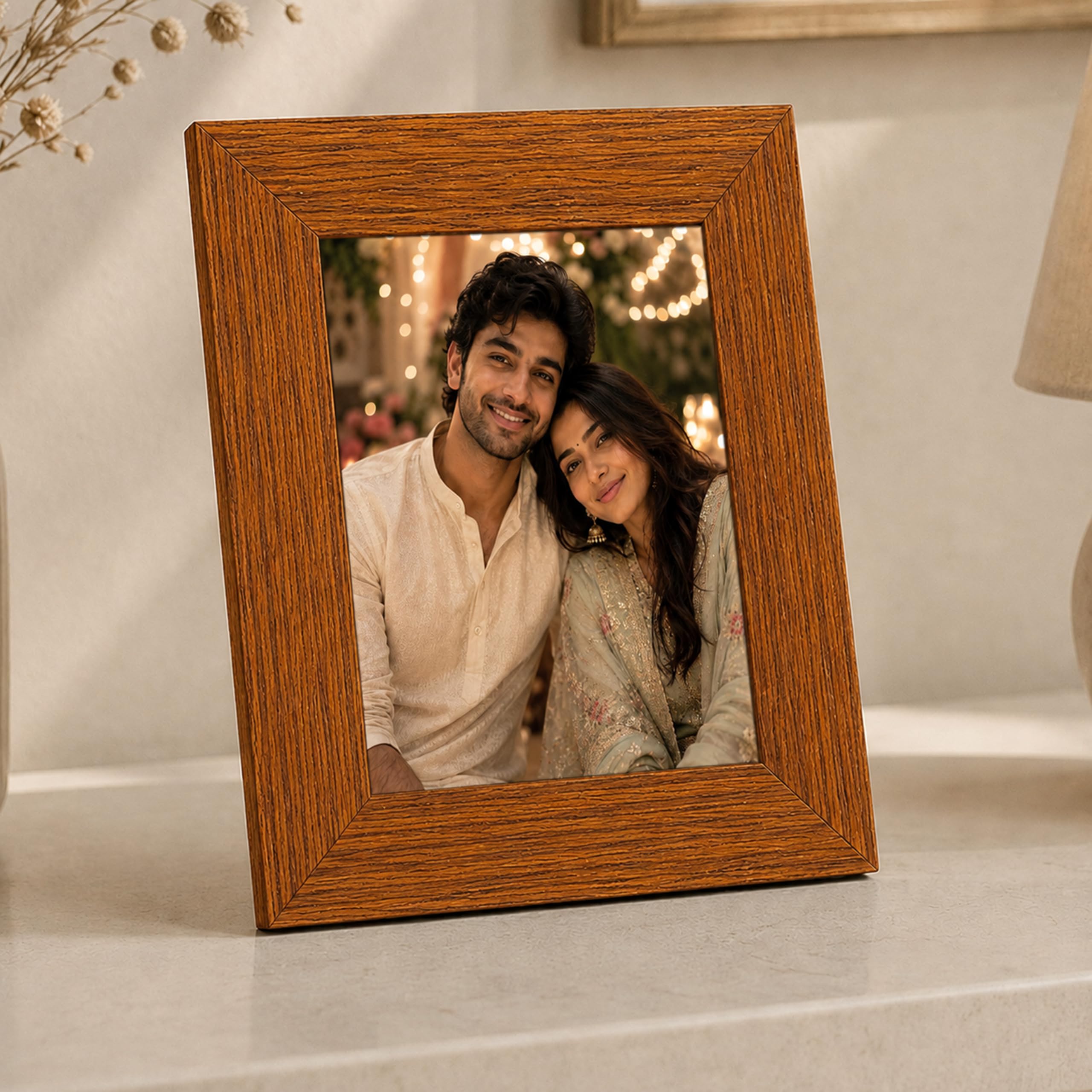 Art Street Synthetic Wood Brown Wall/Table Photo Frame (Picture Size 5 inches X 7 inches, with Stand)