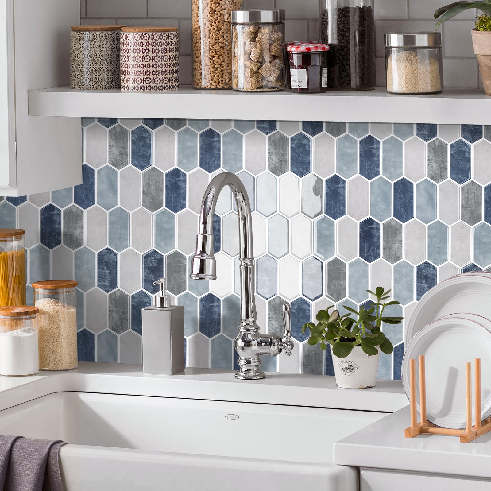 WalDecoo Carreaux Muraux Adhésifs à Coller – 24 Feuilles Mosaïque PVC Beige, Dosseret Cuisine & Salle De Bain