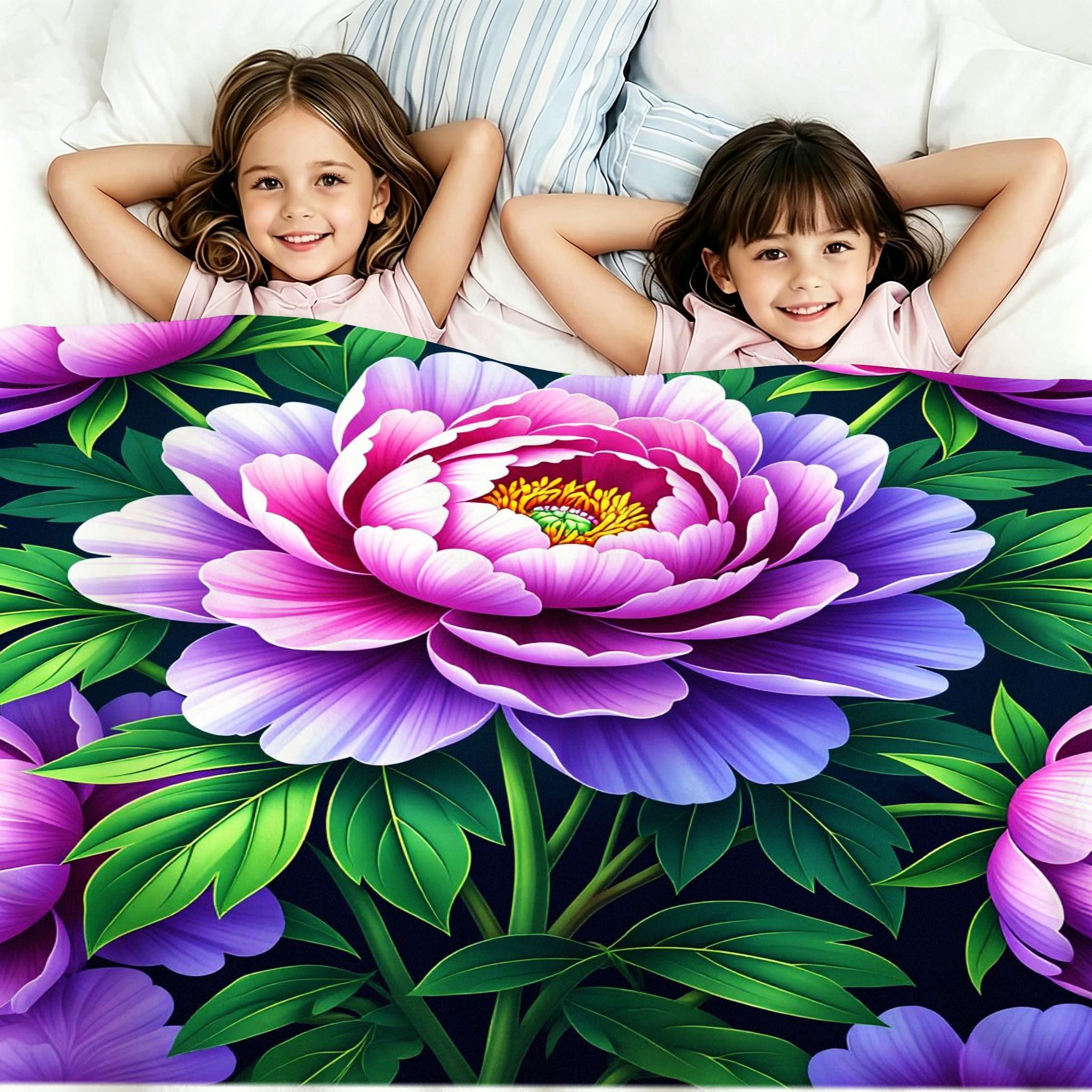 Wärme Dick Fleecedecke 220X240 cm Violette Pfingstrose, ZQ702