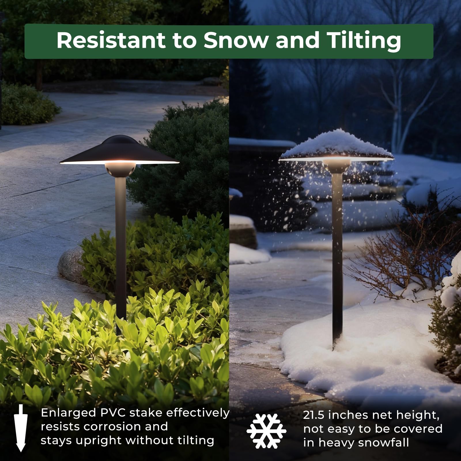 Gardencoin Niederspannungs-Wegeleuchten (21,6 cm Schirm, 54,8 cm hoch), 12 V LED-Landschaftsbeleuchtung für den Außenbereich, verdrahtet, Aluminium-Wegbeleuchtung mit 3 W, 2700 K, austauschbare