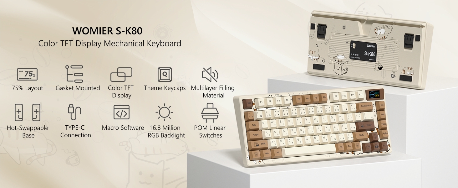 Amazon.com: Womier SK80 Retro 75% Keyboard with Color Multimedia