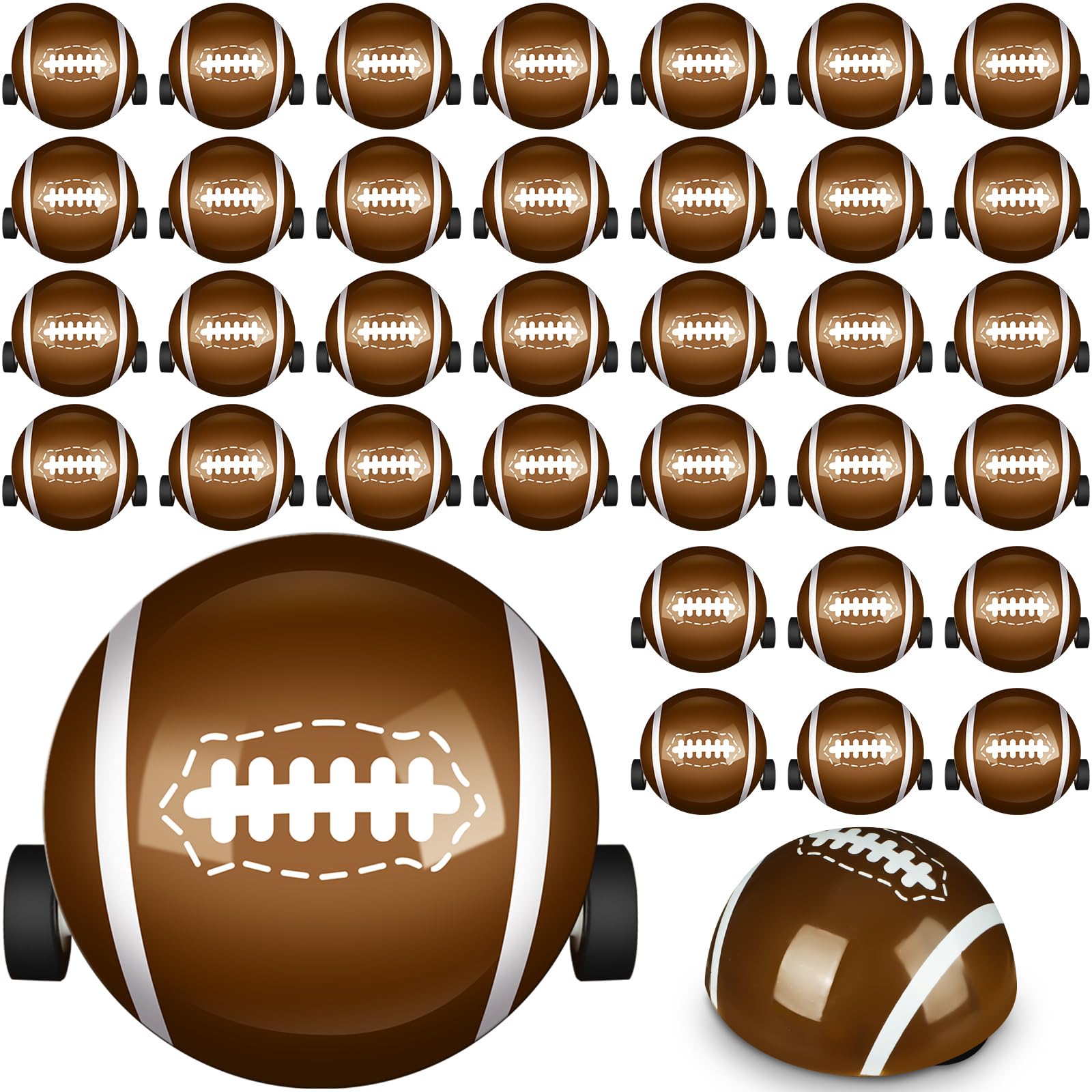 Silipull 36 Pcs Mini Football Toy Cars Bulk for Kids Sport Party Supplies Rugby Toy for Boys Girls Classroom School Exchange Gift Party Game Prizes Carnival