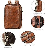 Amazon.com: LANNSYNE Vegetable Tanned Leather Backpack for men