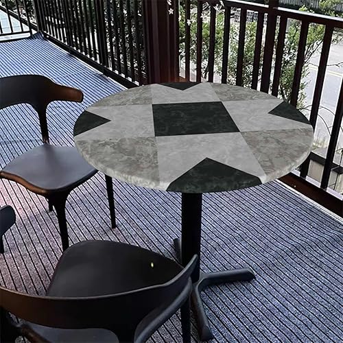 Miniatura 4 de Mantel redondo de mármol con bordes elásticos, patrón de fondo de mármol, diseño de cultura marmoleada, impermeable y lavable, beige negro, se