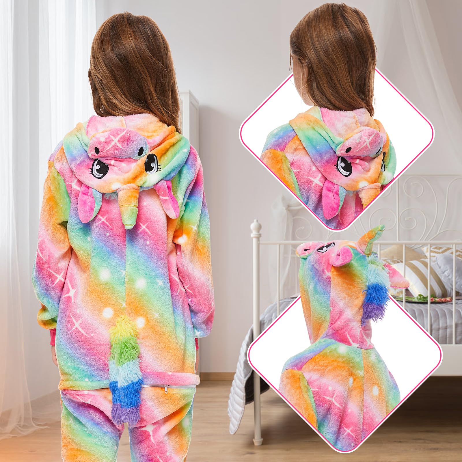 JONRRYIN Pigiama Adulti Animali, Pigiama Intero Costume Uomo Donna Adulto Bambini, Cosplay Onesie Carnevale Tuta Unisex Adulti per Feste