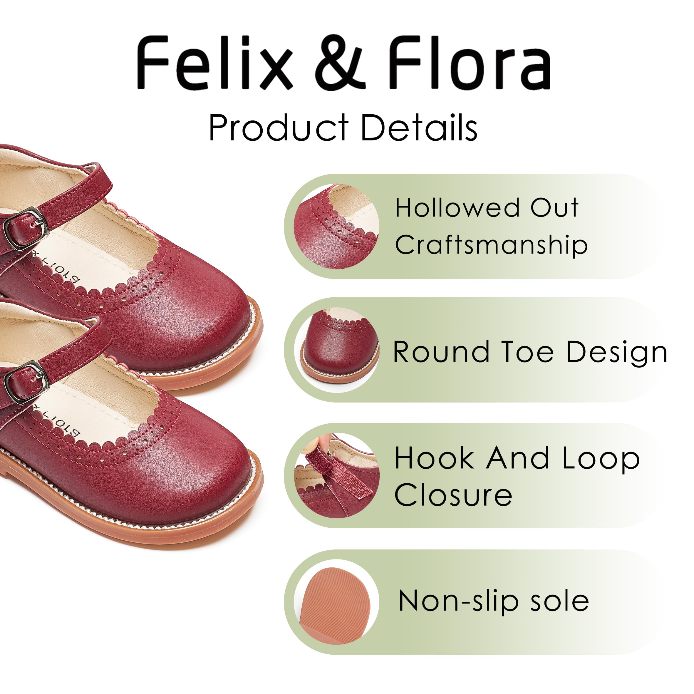 Felix & Flora Toddler Little Girl Mary Jane Dress Shoes - Ballet Flats for Easter Flower Girl Party School Shoes.