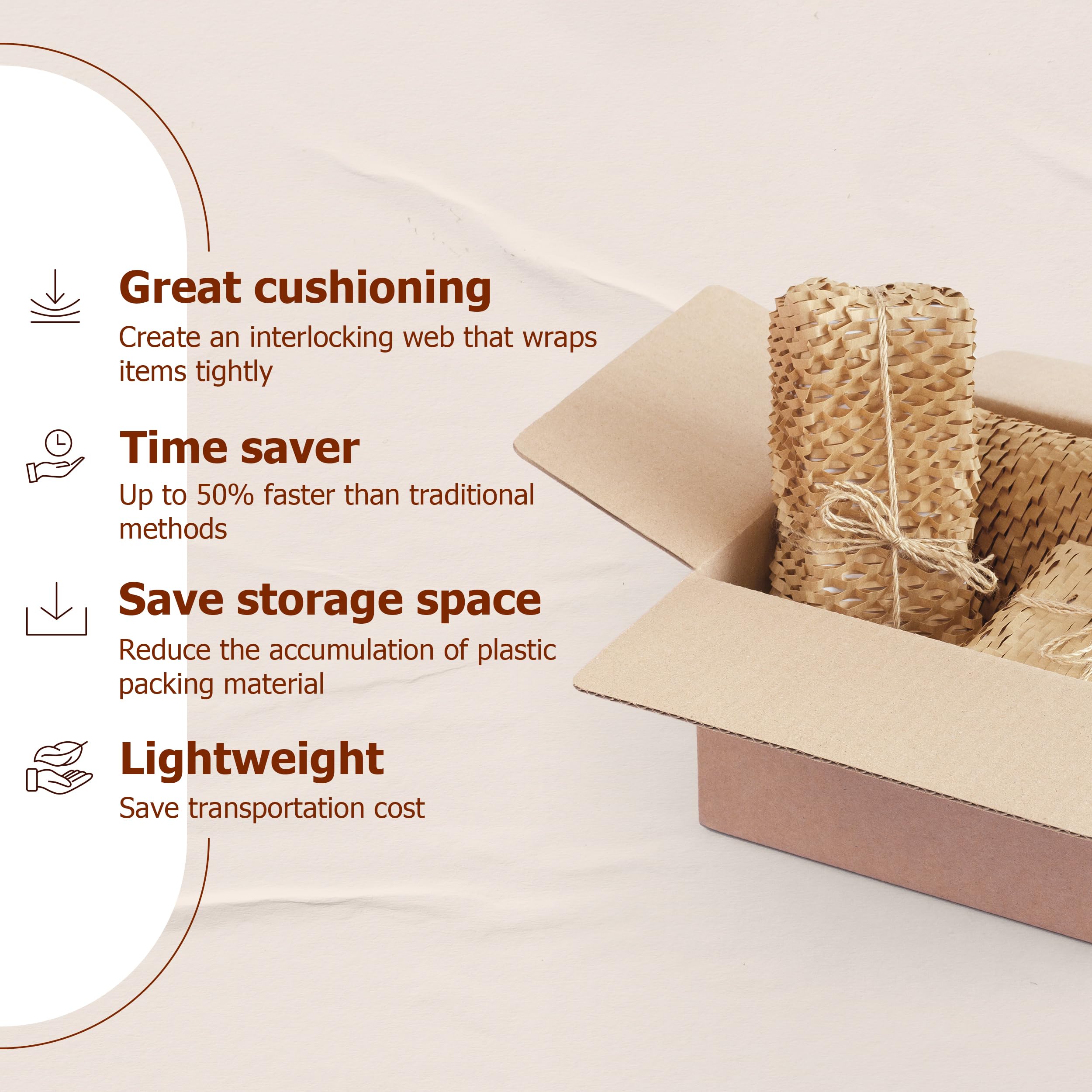 Honeycomb Sustainable thick Paper Packaging Roll 38 cm x 150 M - Image 3