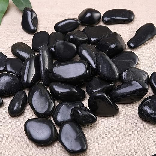 Leafy Tales Black Polished Marble Stone Pebbles for Home & Garden Decoration|Plants & Pots|Art & Craft|Aquarium Vase Filler | White Polish 500 GMS