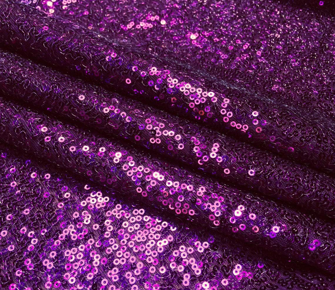 Lushfabric Purple 3Mm Mini Sequin Material 1 Way Stretch Fish Scales Fabric For Masks Carnival Crafts - 130Cm Wide (Sold By The Metre)