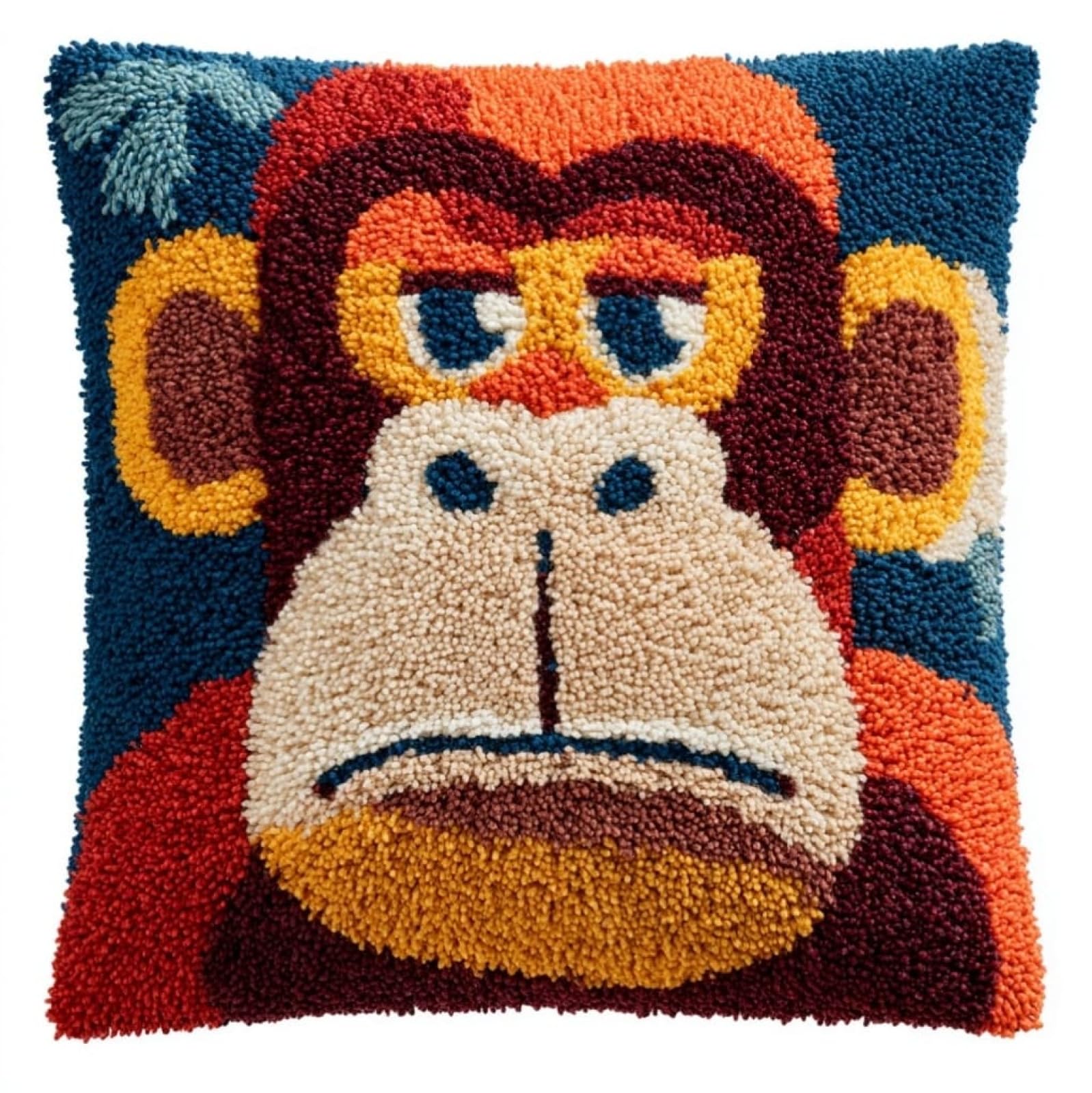WallustrioaW Latch Hook Pillow Kit 43x43cm,Cartoon Monkey