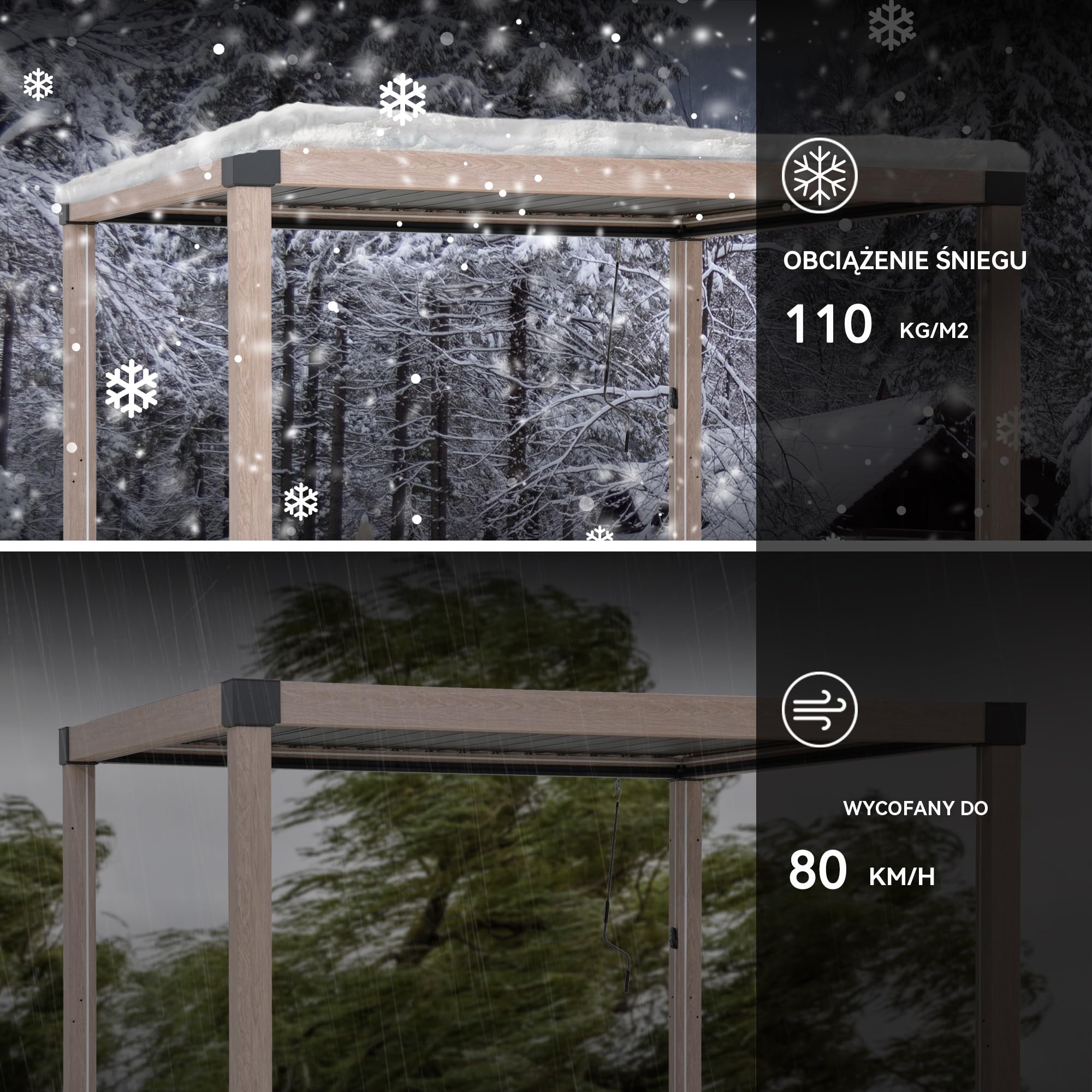 SUNJOY Pergola Ogrodowa 3x3m z zasłonami i siatką przeciwkomarową, Aluminiowa Altana Lamelowa Całoroczna, Ruchomy Dach z Regulacją Kąta, Solidny Pawilon Tarasowy, Efekt drewna