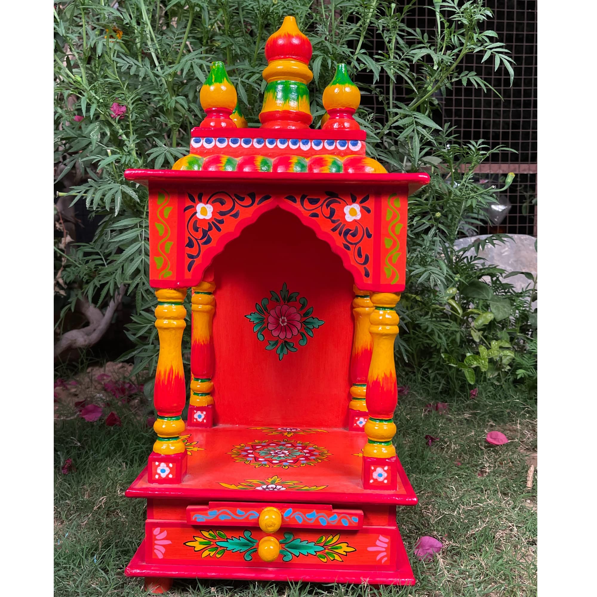 Buy VMAntique Decor Wooden Temple, Wall Hanging Pooja Mandir, Wall