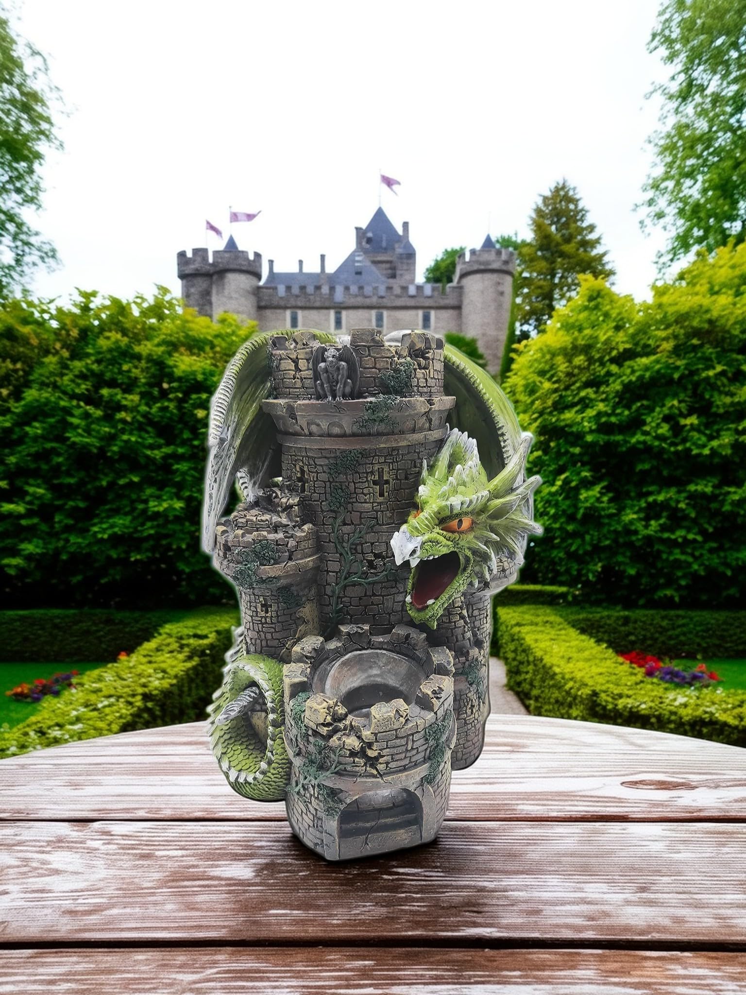 Grinning Gargoyle Green Dragon Keep DnD Dice Tower, Amazing Hand Painted 26cm Resin Dice Roller - Image 8