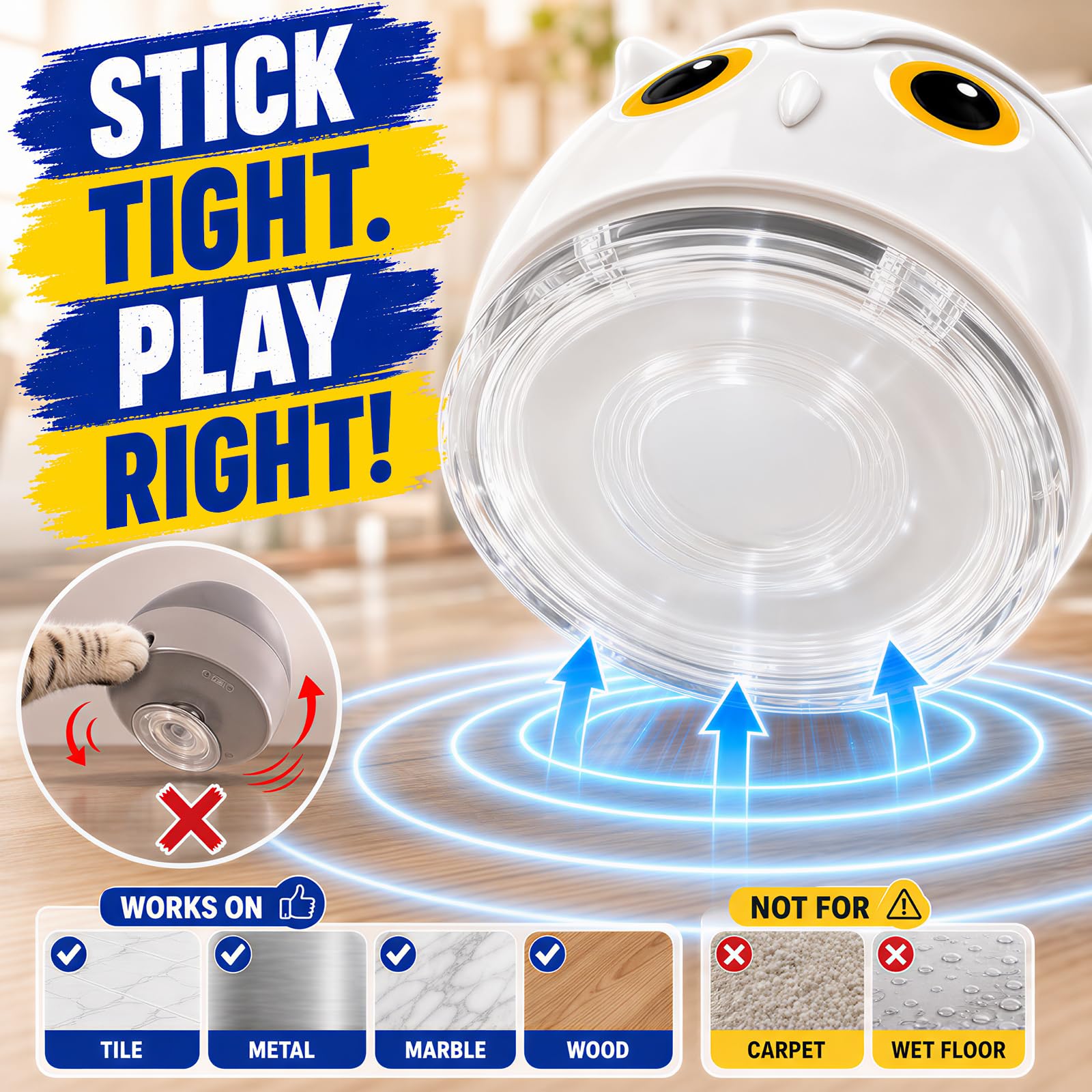 Jouets interactifs pour chats d'intérieur – Jouet automatique en plumes d'oiseau volant avec base d'aspiration adhésive, rechargeable par USB à 360 °, jouet auto-jeu pour chats ennuyeux