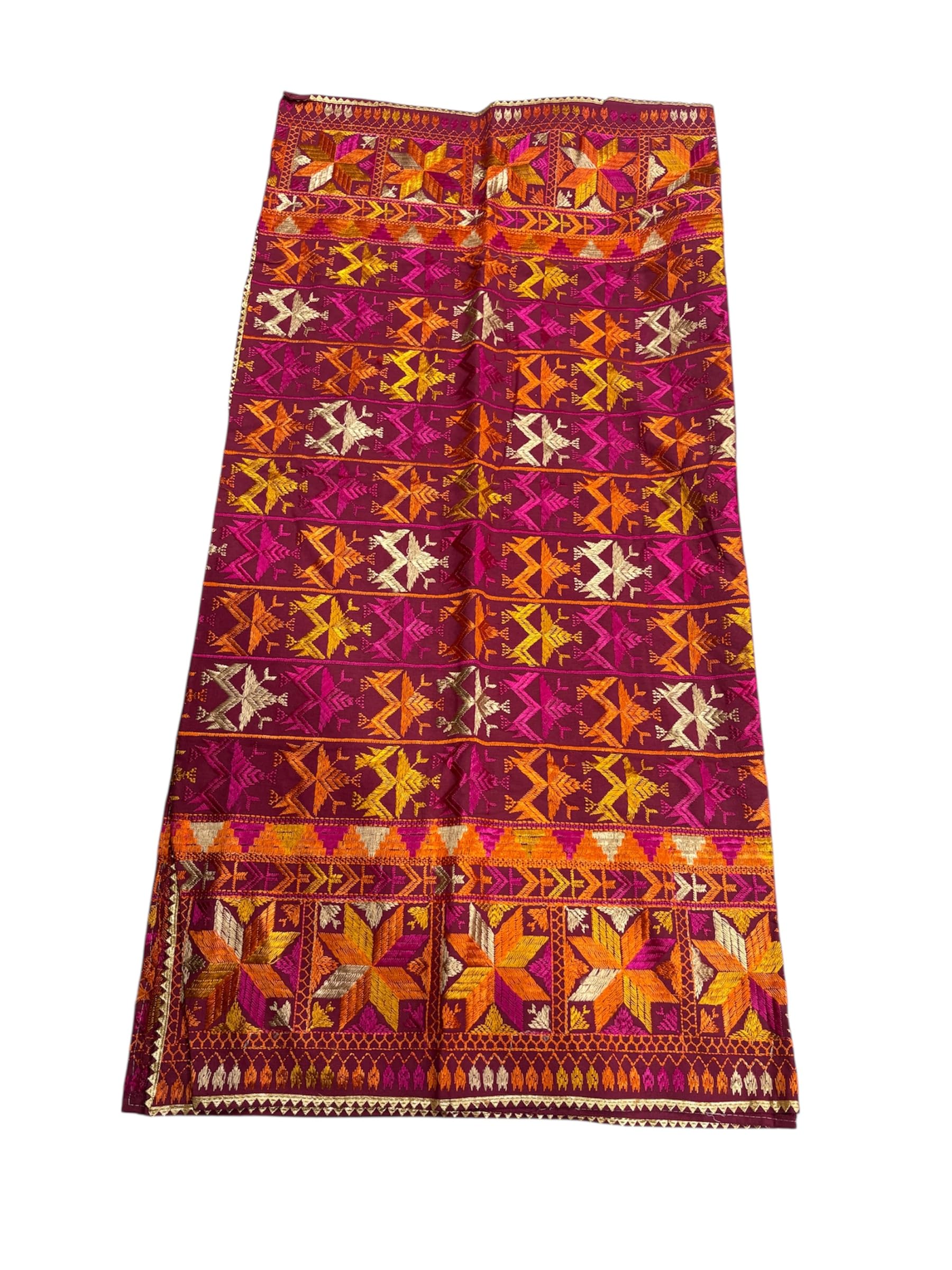 Hand Worked Khaddar Bagh Phulkari, Maroon, Traditional Punjabi Embroidered for Girls and Women-picture-29