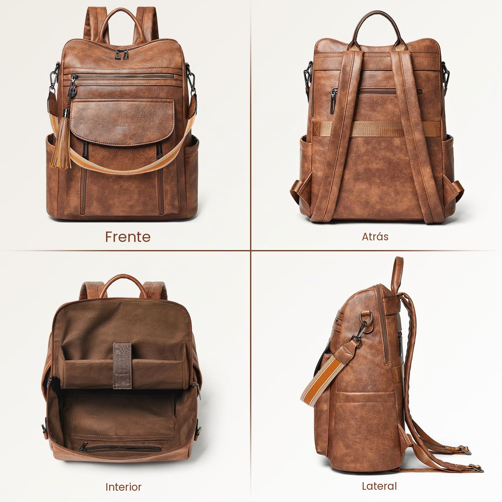 Shrrie Mochila para portátil mujer de 15,6 pulgadas, mochila de viaje de cuero, bolso de enfermera, mochila profesional resistente al agua para la universidad, negocios, trabajo, informal