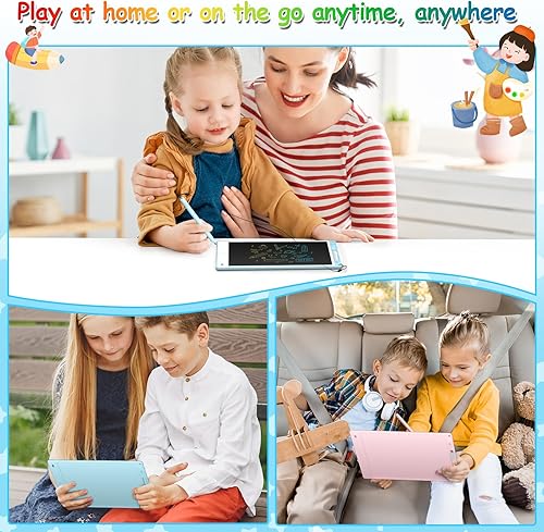 Miniatura 5 de Paquete de 2 tabletas de escritura LCD (rosa y verde), juguetes de tablero de dibujo para niños para aprendizaje y educación, tablero de dibujo
