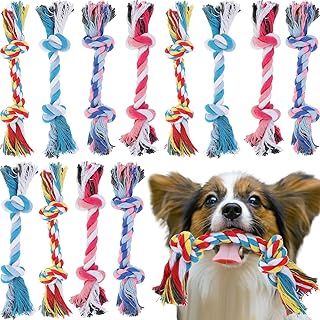 Paterr 12 Pcs Rope Dog Toys Multi Color Puppy Rope Toy Cotton Puppy Toys Dog Chew Rope Puppy Teething Toys for Small and Medium Dogs Puppies
