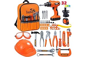 JOYIN 32PCS Kids Tool Play Set with 8 Colors Workbench Tool Backpack...