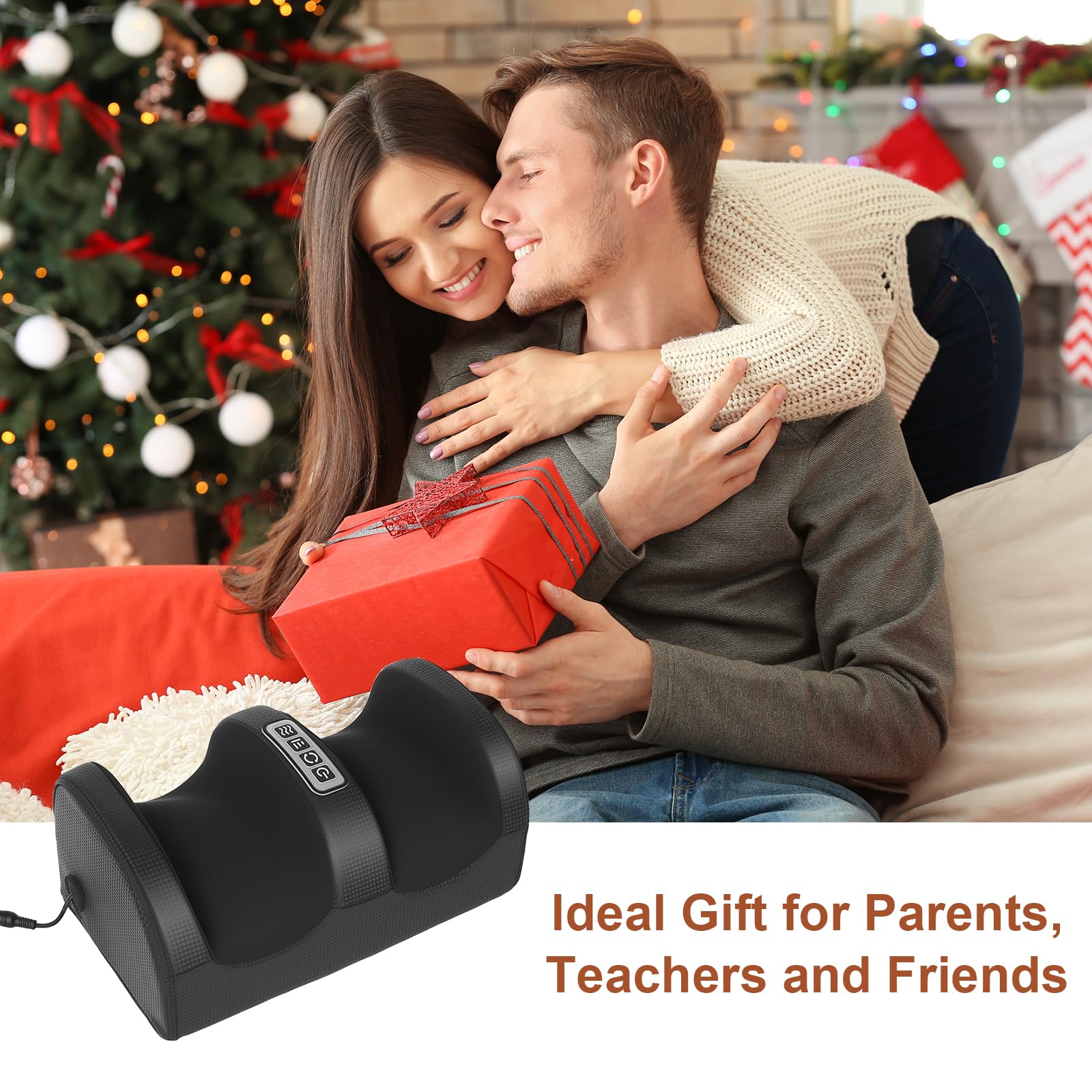 Massage pieds Avec Chauffage, Massage Shiatsu PéTrissant, Relaxant Les Muscles Des Pieds et Des Jambes, Masseur de Jambes pour Bureau/Maison, Cadeau Pour Maman, Papa