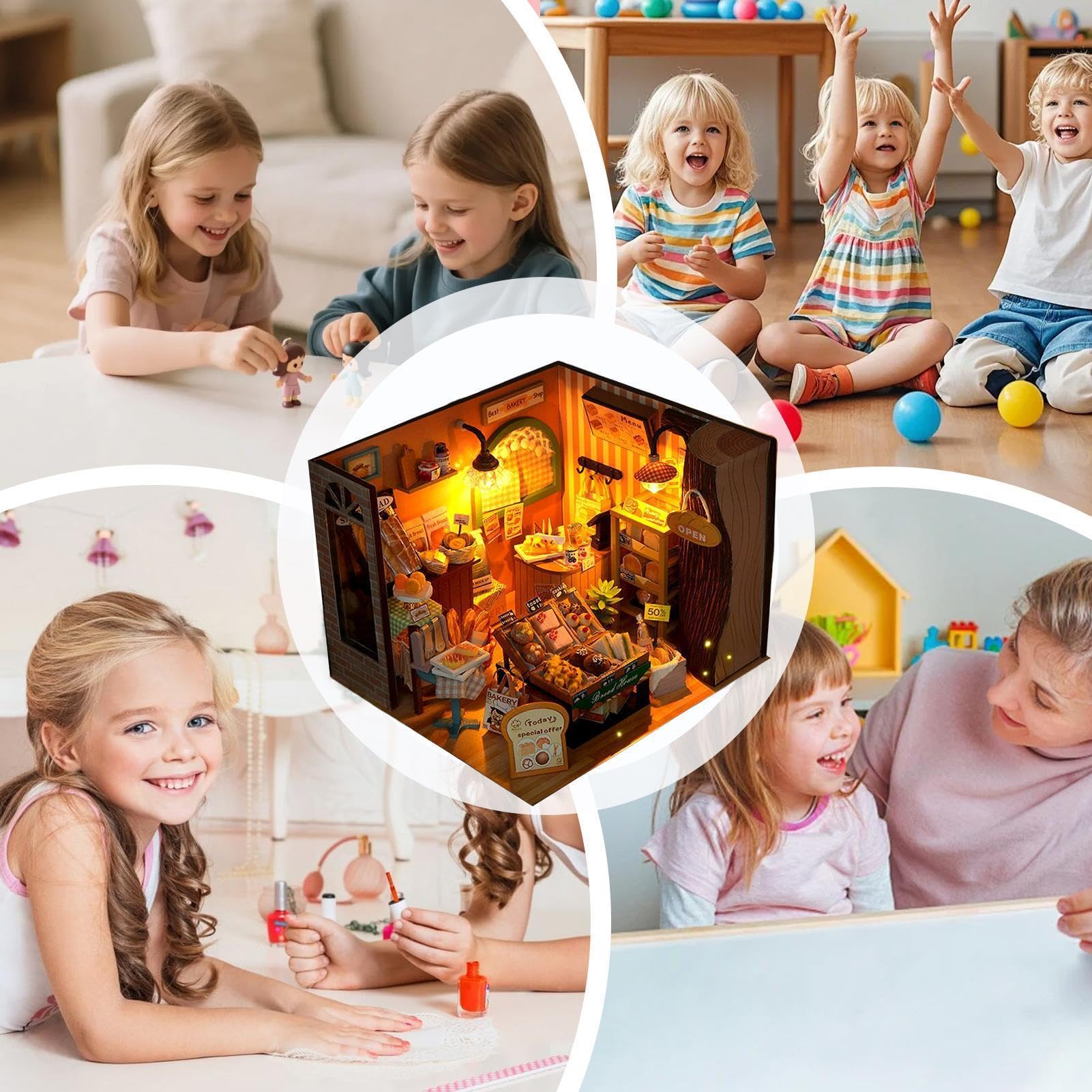Kit fai da te per una casa in miniatura Giocattolo Di Costruzione | Kit Casa Delle Bambole Per Decorazione Abitazione Soggiorno Libreria Appartamento Dormitorio Scrivania