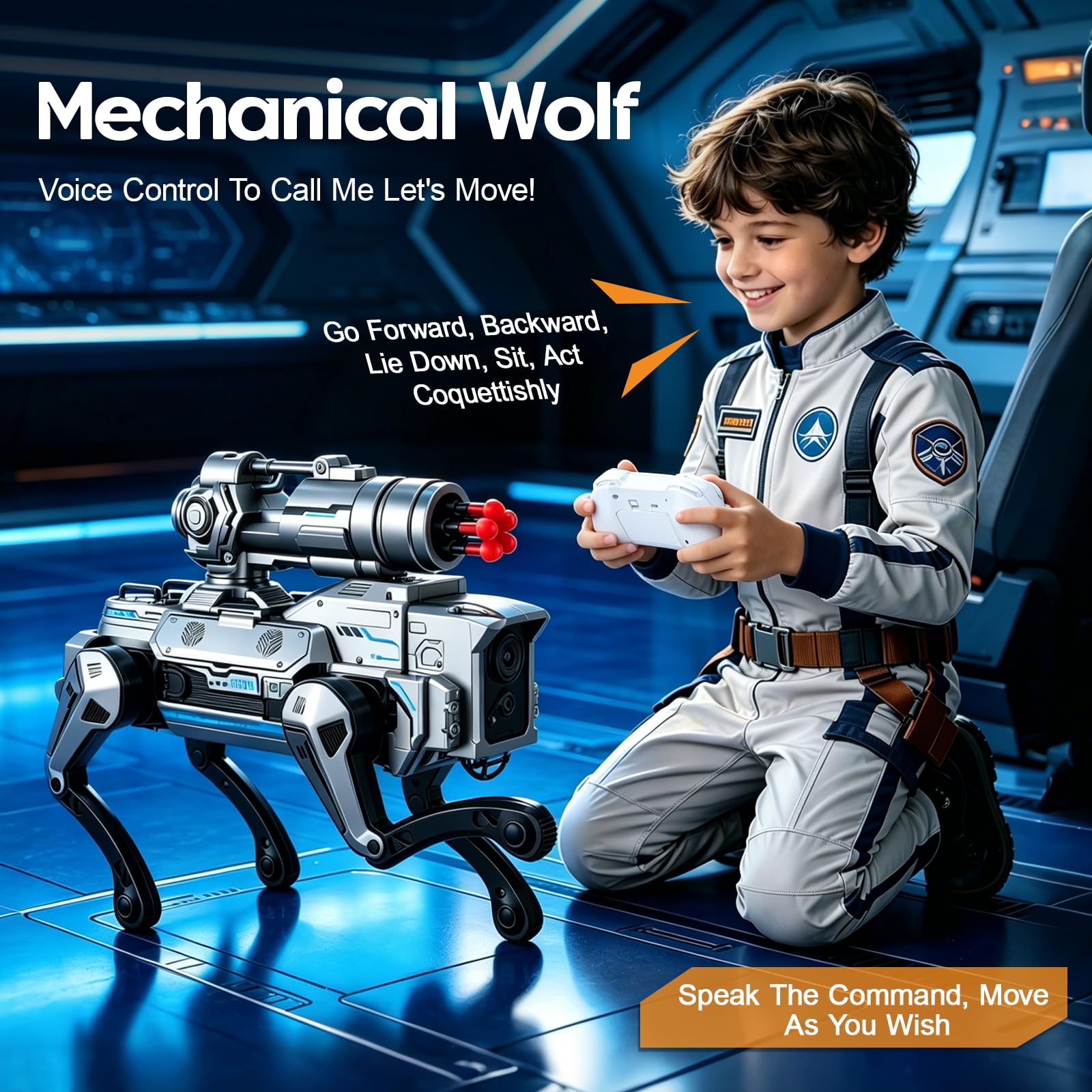 Chien Robot Télécommandé pour Enfants de 3 à 12 Ans, Chien Robot Intelligent avec Lanceur de Munitions Souples, Programmable, Danse, Musique, Interactif, Jouet Garçon Fille