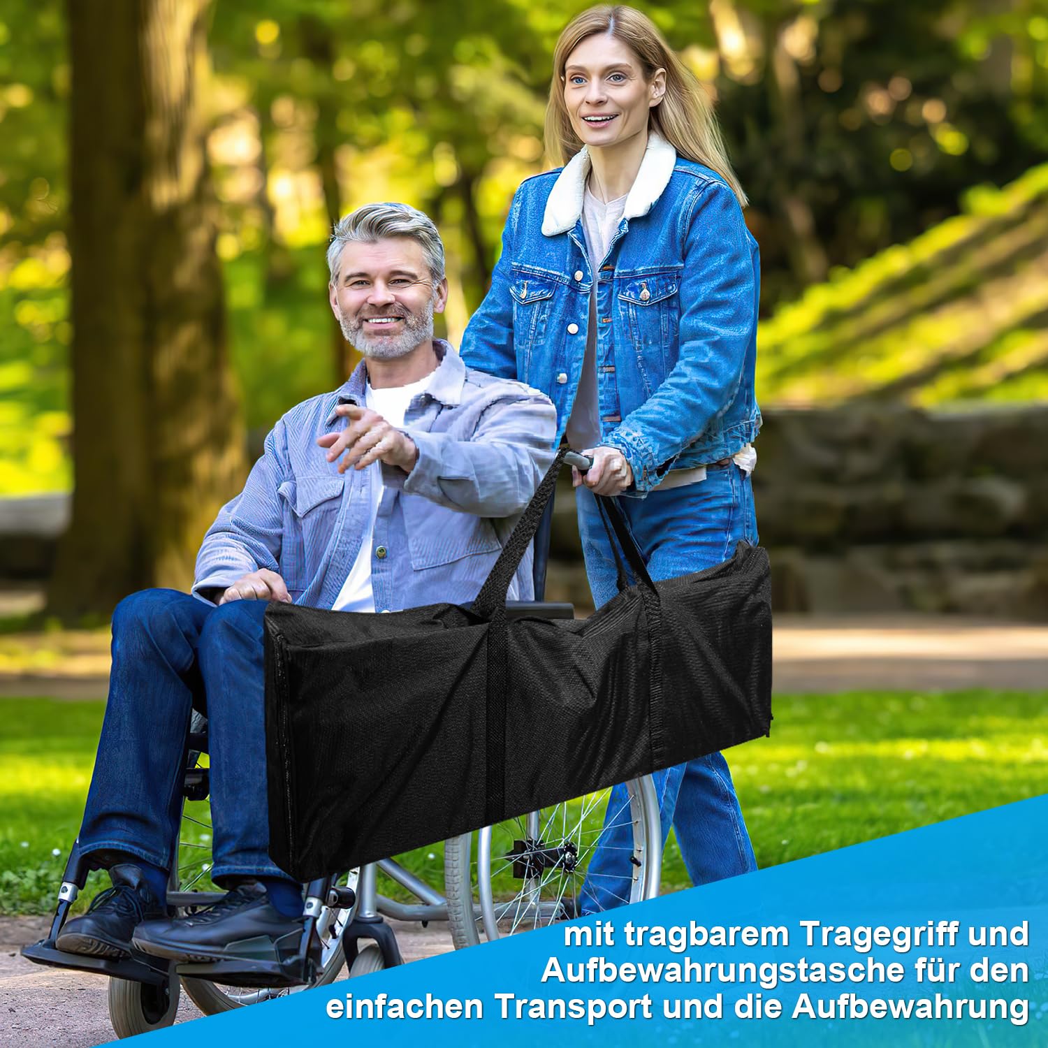Sonnewelt Rampa telescópica para silla de ruedas (2 unidades, 87-152 cm, hasta 300 kg, para silla de ruedas, con bolsa de textil), plegable, para silla de ruedas, para silla de ruedas