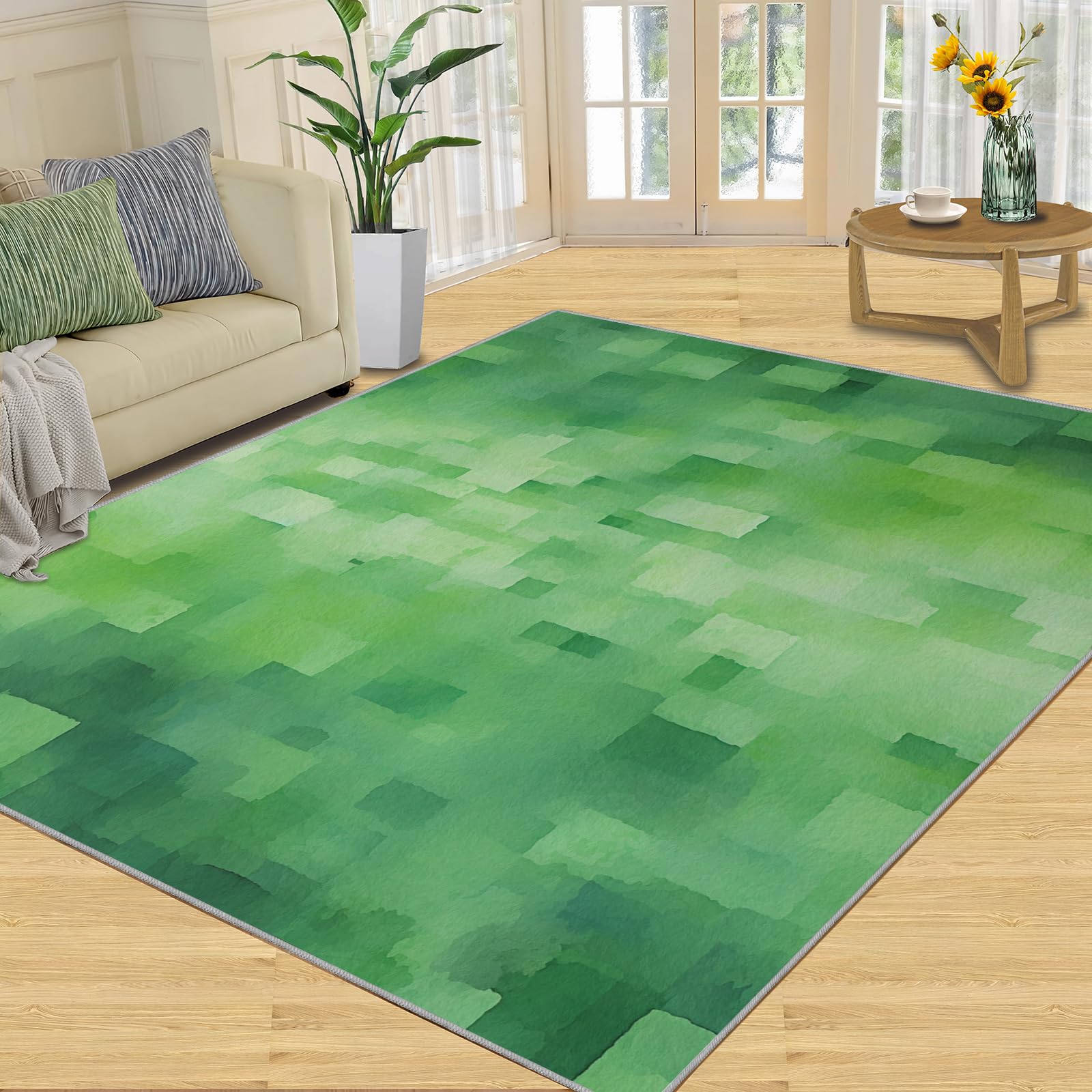 Amazon.com: Green Squares Rugs for Bedroom 6x9 Rug Pixel Graffiti