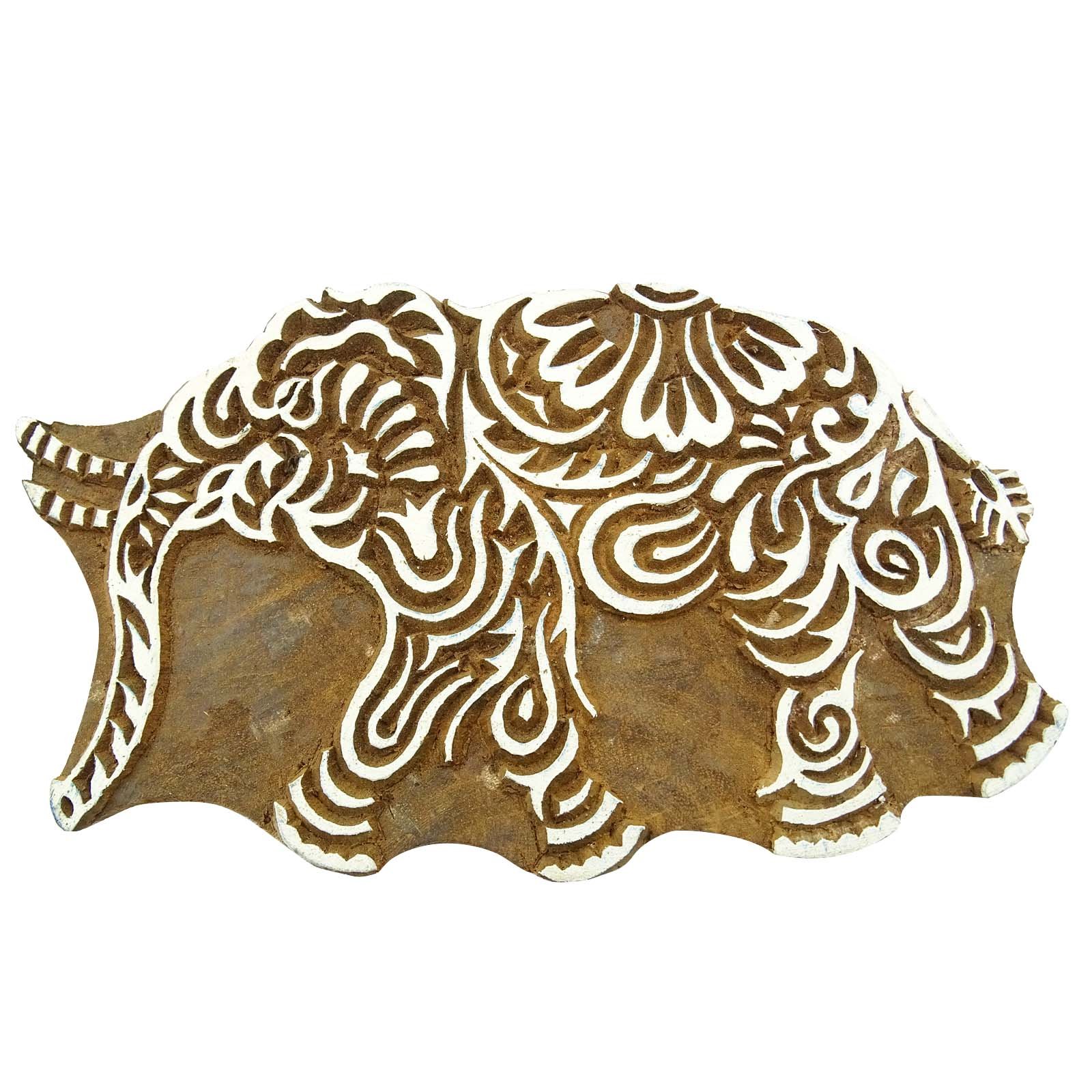 Knitwit Wooden Textile Stamps Indian Painting Elephant Decorative Border Stamp