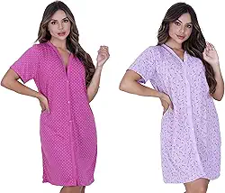 Kit 2 Camisola manga curta de botão abre fácil amamentação gestante idoso